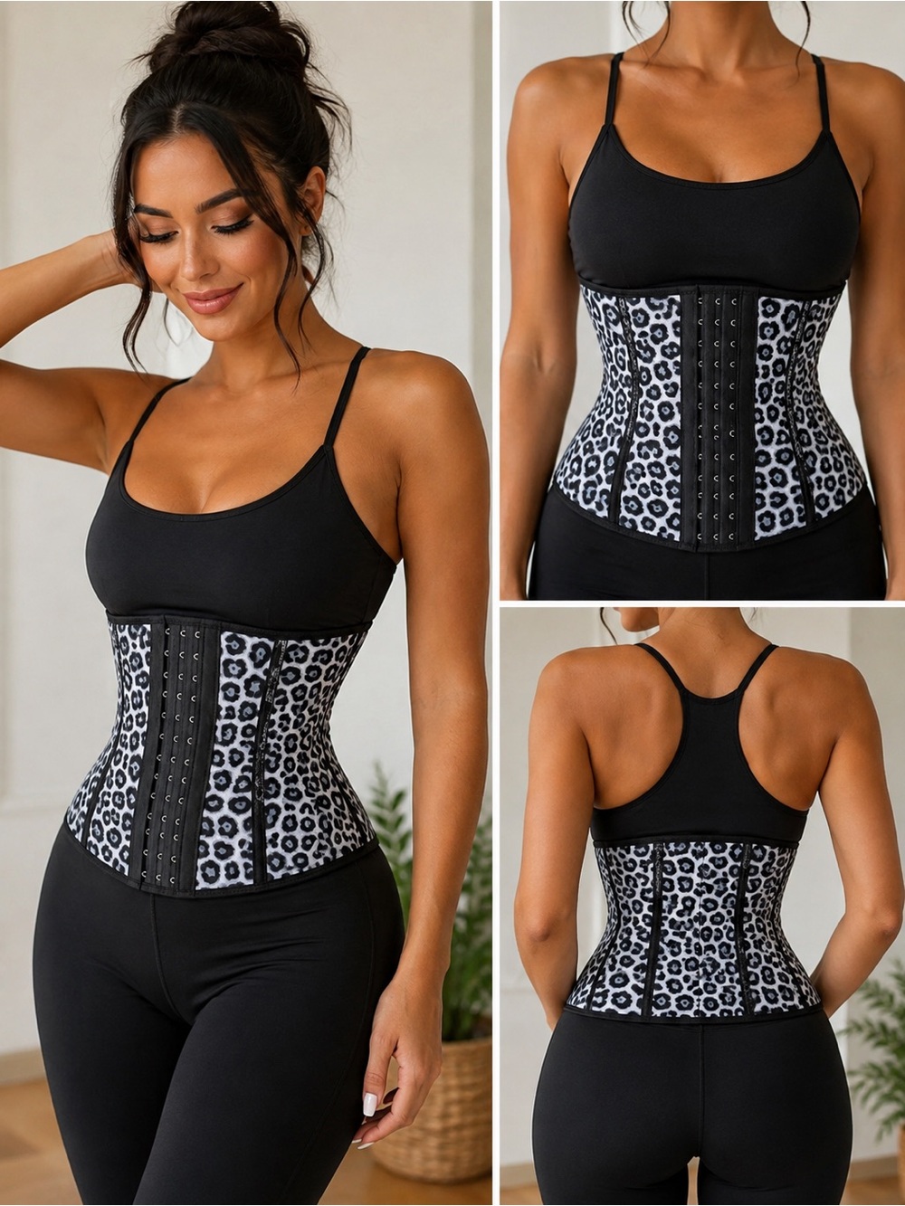 LadySlim by NuvoFit XS Leopard Waist Trainer Corset Shapewear Fitness